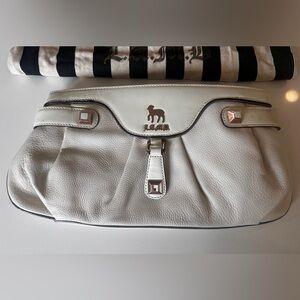 L.A.M.B White Leather Clutch Bag